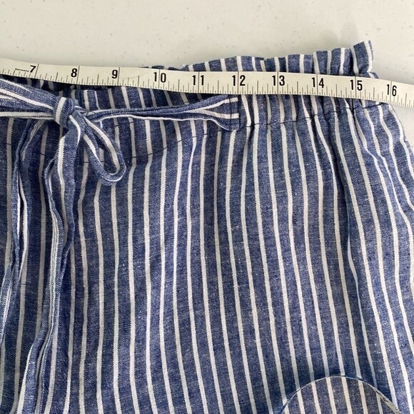Beachlunchlounge Giavanna Stripe Linen Cotton Tie Pull On Beach Pants Cerulean - Picture 11 of 15